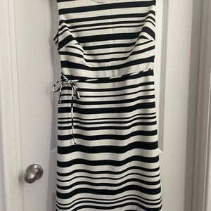 Motherhood Maternity Striped Midi Dress in Black and Cream
